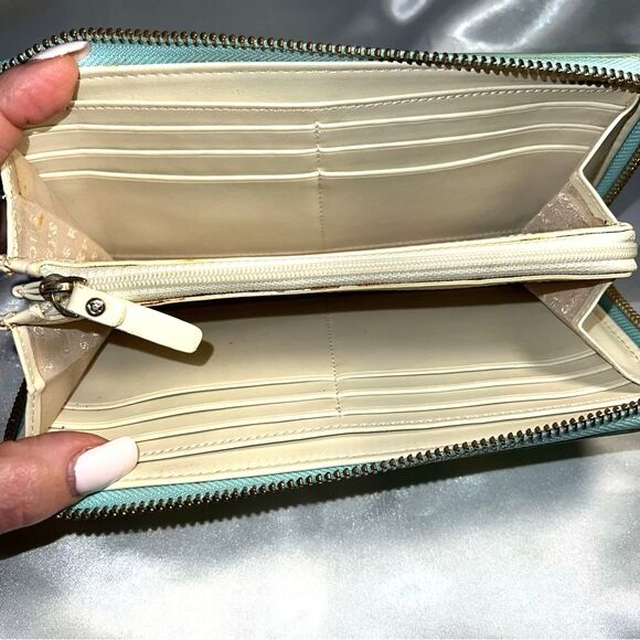 Kate Spade Cabana Tile Lacey Yellow and Blue Geometric Wallet - Picture 9 of 14